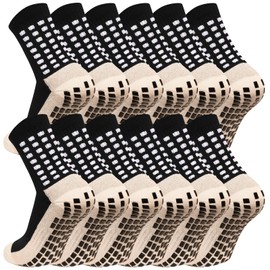 MIHAIR Men's Grip Soccer Socks Anti Slip Athletic Socks Non Slip Football Basketball Socks with Grip Pads2/4/6 (US, Alpha, One Size, Regular, Regular, 6black)