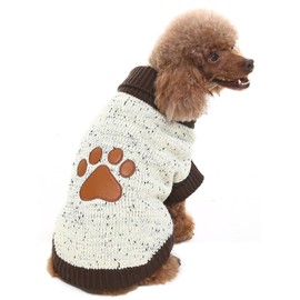 Medium Turtleneck Dog Sweater Brown Paw Pattern