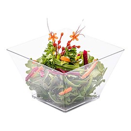 Restaurantware-16 Ounce Large Kova Bowls, 100 Disposable Salad Bowls - Lids Sold Separately, Sturdy, Clear Plastic Appetizer Bowls, For Salads, Layered Cakes At Catered Events