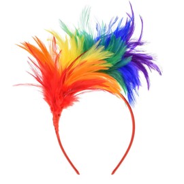 1920s Fascinator with Feathers Headband for Women,Rainbow Tea Party Flower Headpiece Derby Hat for Cocktail Gatsby Wedding