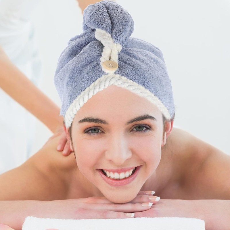iplusmile Toalla Cabello de Microfibra Coral, Absorbente Secado Rápido, Diseño