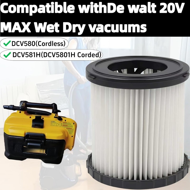 2 Pack DCV5801H HEPA Filter For DEWALT DCV580H, DCV581H 20V