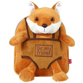 PERLETTI Cuddly Toy Backpack with Plush Removable Soft for Toddlers - Children's Backpack Plush Toy for Nurseries Baby Children 3 4 5 Years - Plush Toy Children's Bag - 22 x 25 x 3 cm, Fox, Kids