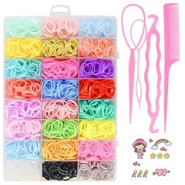 Accesorios Para El Cabello Para Niños Pequeños De 24 Colores, Ligas Para Cabello Niña, accesorios Para El Cabello Para, 1800 Gomas De Pelo De Colores Con Cuatro Accesorios, en Caja, flexible