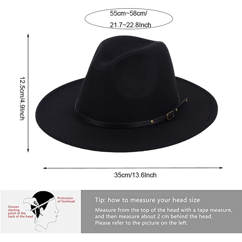 bamboopack Classic Fedora Hat Two Tone Wide Brim Flat Top