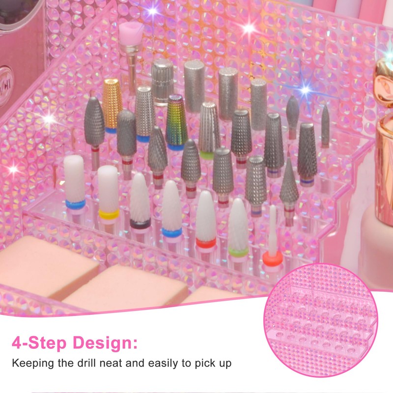 ANRUI Nail Drill Bit Holder, 28 Holes Plastic Nail Drill