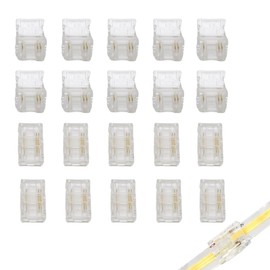 Clearhill 10mm 3Pin 20Pcs Transparent Solderless LED Light Strip Connectors,Strip to Strip Connectors,for Double Color 5V/12V/24V LED Strips,No Soldering Required,Secure Connection.