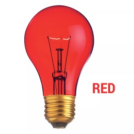 Satco TRANSPARENT RED Bulb 130V =120V 25W A19 Medium E26 General Service Dimmable