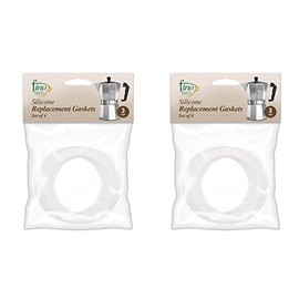 Fino Replacement Gasket for 3-Cup Stovetop Espresso Coffee Maker, Silicone, 2 Sets of 4