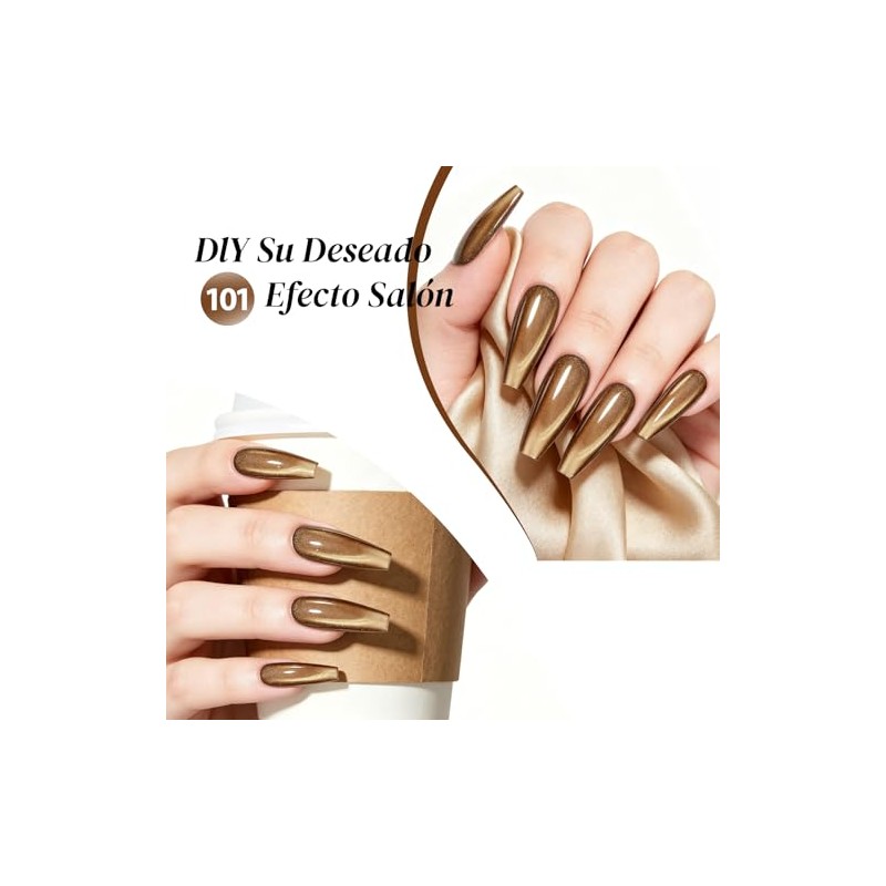CHERIMOYA Esmalte de Uñas de Gel Ojos de Dorado Marrón