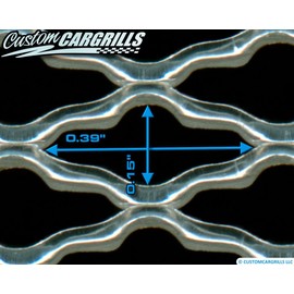 customcargrills 6"x36" Oval ZigZag Grill Mesh Sheet - Silver - Shipped Flat, 0.15 x 0.39 inch hole opening, 0.076" thick raw Aluminum, Made in USA