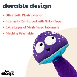 Huxley & Kent for Dogs | Mellow Mushroom (Small) | Funny Dog Toy | Power Plush Dog Toy with Squeaker | Dog Gift | Fun, Durable | H&K Squeaky Dog Toy