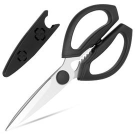 Frepxzlk Kitchen Scissors, Heavy Duty Kitchen Scissors with Sharp Stainless Steel Blades, Dishwasher Safe Cooking Scissors for Cutting Meat, Fish, Vegetables, Black