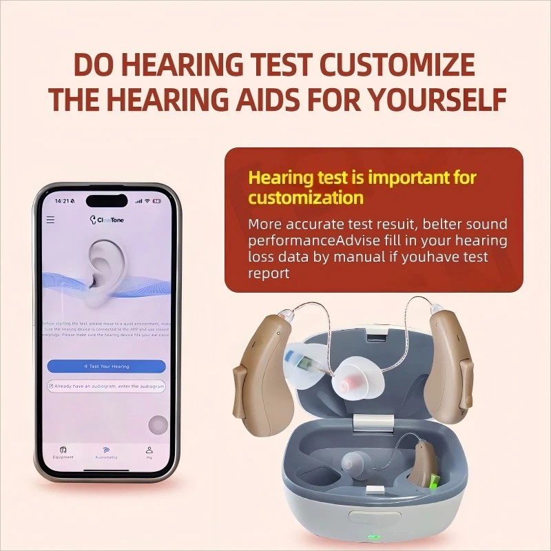 ClearTone RIC Hearing Aids For Seniors Rechargeable Bluetooth-With Phone App