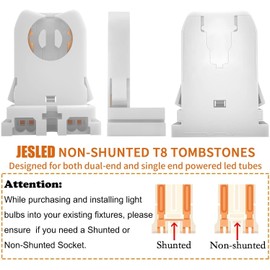 JESLED Non Shunted LED Tombstones - (Pack of 8) T8 Lamp Holder, UL Turn Type Tombstone Lampholder for T10 T12 LED Fluorescent Tube Replacement, Medium Bi-pin G13 Socket for Programmed Start Ballasts