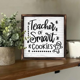 Vintage Art Decoration, “ Teacher Of Smart Cookies ” - 8 * 8 Inch Wall Decoration for Home, Living Room, Bathroom, Bedroom, Garden, Dining, Bar, Cafe, Festival Party Decor