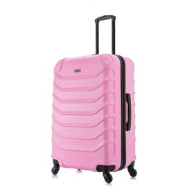 InUSA ENDURANCE Luggage with Spinner Wheels | Durable Lightweight Hardside Suitcase, Spacious Travel Bag with Handle and Trolley | 28-Inch Large Checked Luggage | Pink