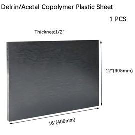 Delrin/Acetal Copolymer Plastic Sheet 1/2" Thick - 12" x 16" Black POM Plastic Sheet for Machining Precision Parts,Home Decor,DIY Projects(Opaque Black Acetal Copolymer 1 PCS)