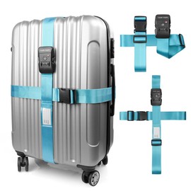 Travel Inspira Luggage Straps for Suitcases - Luggage Straps TSA Approved, Nylon Suitcase Travel Belt‎ Buckle Included Tags identifier (Blue)