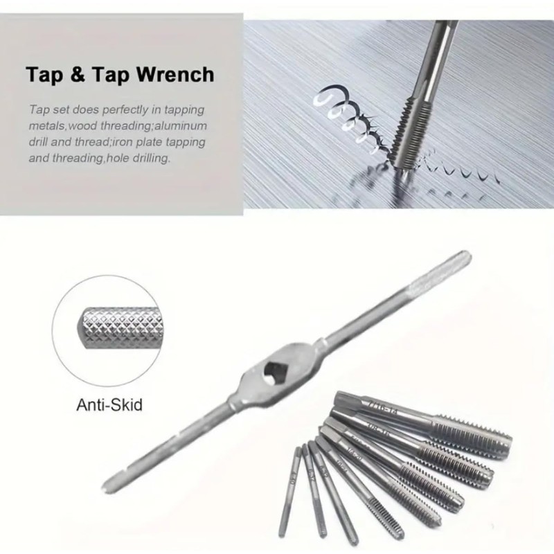3 Pcs Metric Hand Tap & Die Set, M12 x