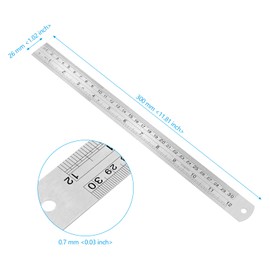 SEHOI 35 PCS 12 Inch Stainless Steel Ruler Bulk with Inch and Metric Scale, Straight Edge Metal Rulers Measuring Tool for Measuring