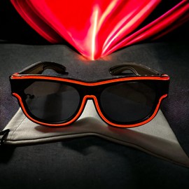 GogoRavers™ LED Glasses Wireless Shades (3 Flash types) Glowy Party (Dark Lens) Luminous Blink Light 3D LED Club DJ Rave Festival Eyewear (Red)