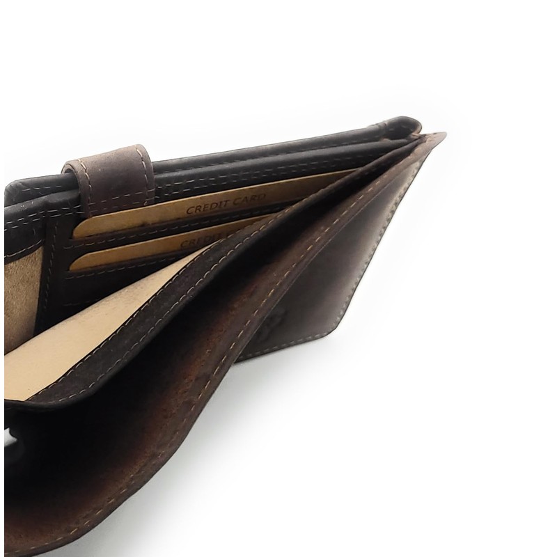Lemasi Genuine Buffalo Full Leather Wallet for Men, Natural Hunter