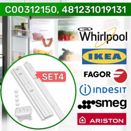 4 x Freezer Freezer Door Guide Kit with Original Code C00312150 481231019131 for Whirlpool for Fagor for Indesit ONIX TECH