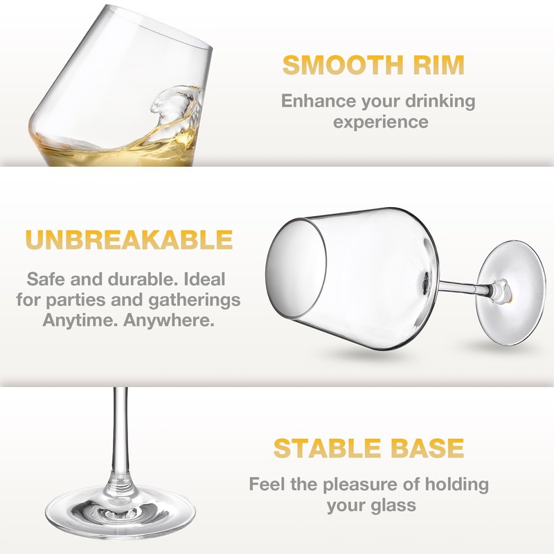 Hlukana Unbreakable Wine Glasses Set of 6, 16 oz Plastic