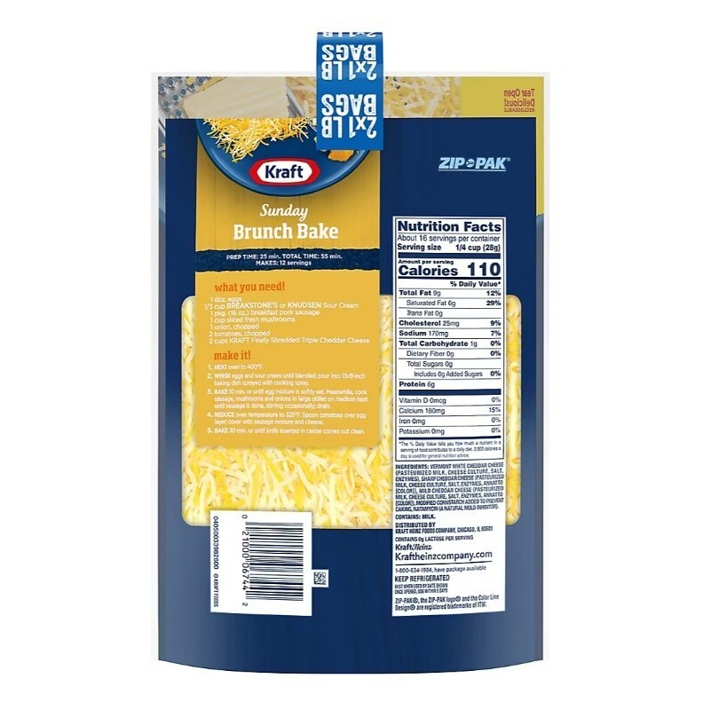 Kraft Triple Cheddar Finely Shredded Cheese, 2 pk./1 lb.