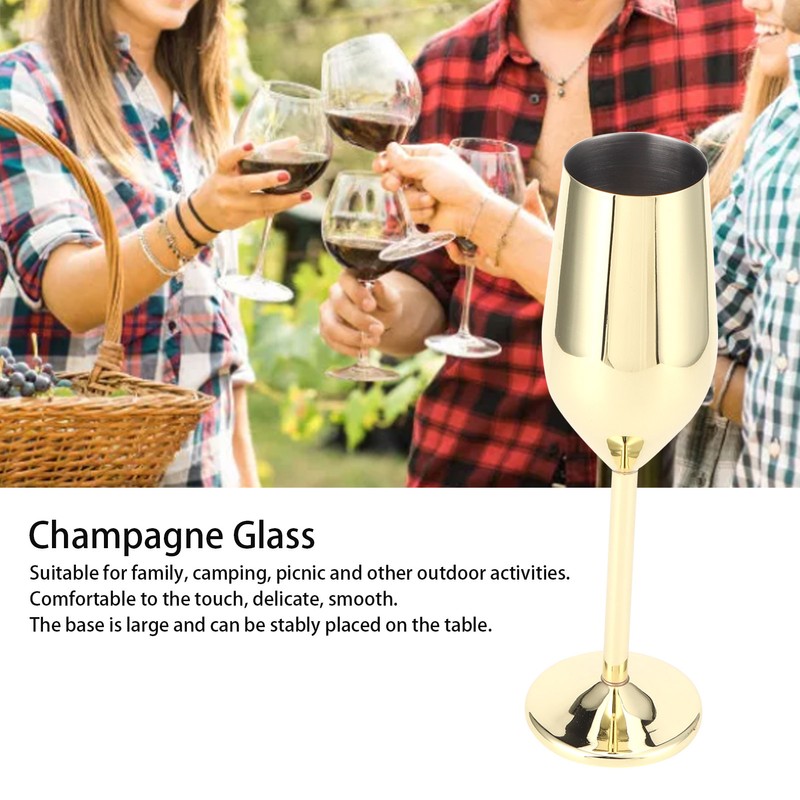 200ml Goblet Stainless Steel Champagne Glass Drinking Cup for Bar/Party