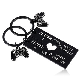 1 Year Anniversary Gifs for Boyfriend Girlfriend Husband Wife Couple Valentines Day Gifts 1st Wedding Anniversary Keychain Gift for Him Her Fiance Fiancee Gamer Level 1 Completed Matching Keychain