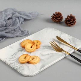 Happyyami Marble Chopping Pastry Cutting Rectangle Chopping Cheese Fruit Serving Plate Meat Cutting s Pastry Trays Decorative Charcuterie s Chopping Stone Chopping Board