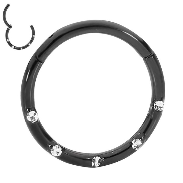 (10mm) Titanium Implant Grade Gem Septum Jewellery Hinged Segment Ring