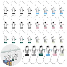 Portable Laundry Hooks Clips, Stainless Steel Anti-Slip Boots Hangers, Heavy Duty Multi-Functional Single Clothes Pins, Hanging Hold Clips for Home Travel Coats Hats Pants (Mix Colours)