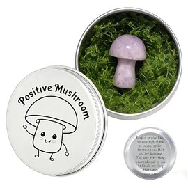Virelle Amethyst Crystal Mushroom in Tin Box, Emotional Support Mushroom Spiritual Gifts for Women, Healing Crystals Home Decoration Gift Set