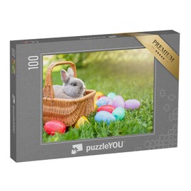 puzzleYOU: Jigsaw Puzzle 100 Pieces "Little Rabbit in Easter Egg Basket" - From the Holiday Puzzle Collection