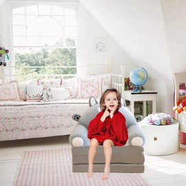 Cushion Plush Sofa Cover, Foldable Children's Sofa Chair Cover, 2 in 1 Multicolor with Soft Velvet Fabric for Kids,Without Inner PP Cotton(Pink)