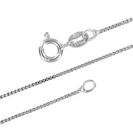 Hawaiian Silver Jewelry 1mm Sterling Silver Box Chain – Elegant and Simple Silver Box Chain Necklace 22-inch – Exquisite Silver Box Chain Necklace for Women – Thin Design – No Nickel Sterling Silver