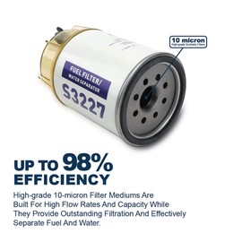 YINNCKE S3227 Fuel Filter Fuel Water Separator with Clear Bowl Fits For Marine Outboard Motor Repl.# S3227 18-7948 9-37882 490R-RAC-01 320R-RAC-01 18-7922 18-7922-1