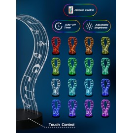 CoolGift Mart Light Up Headphone Stand with 16 Color Lights, Music Notes Pattern Acrylic Headset Stand with 1 USB and 1 Type-C Charging Ports, Gifts for Gamers Men and Music Lovers