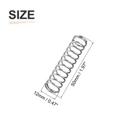 DTGN 1.2x12x50mm(DxODxL) Compression Springs, 10 Pack Ideal for Machinery, Spring Steel Extension Springs, Gray