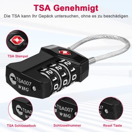 ZHEGE TSA Lock, 3 Digit Suitcase Lock, Combination Lock, Small (Black)