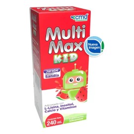 MultiMax Kid CMD Jarabe 240ml Sandía L-Lisina Inositol Calcio Suplemento Nutricional                                                                  