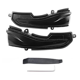 Car Sequential Turn Signal Light Dynamic LED Side Mirror Marker Lamp Indicator Strip Assembly Pair Replacement For Infiniti Q30 Q50 Q50S Q60 Q70, Set of 2, Smoked Lens