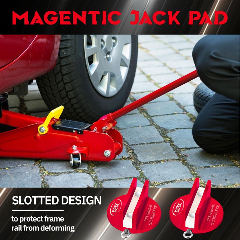 DEDC Universal Aluminum Grooved Magnetic Jack Pad Red 1 Pc,
