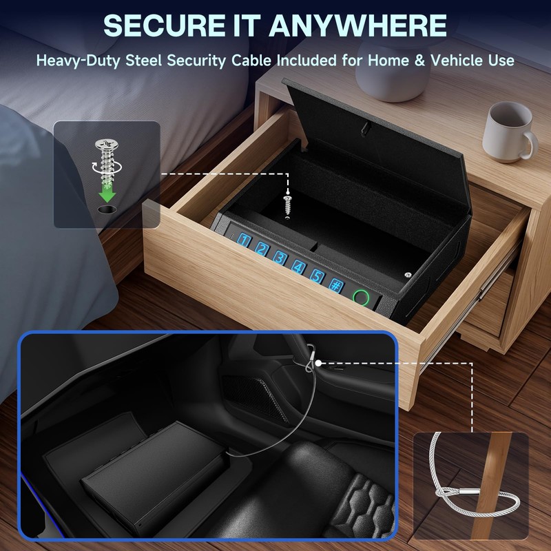 AIRMuch Biometric Gun Safe for Handgun,Drop Slot Compatible for 2-3