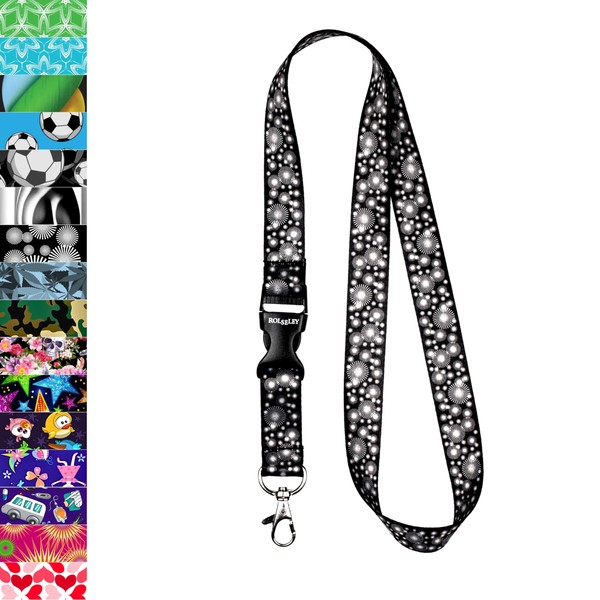 Rolseley Lanyard neck strap with CIRCLES - BLACK for id