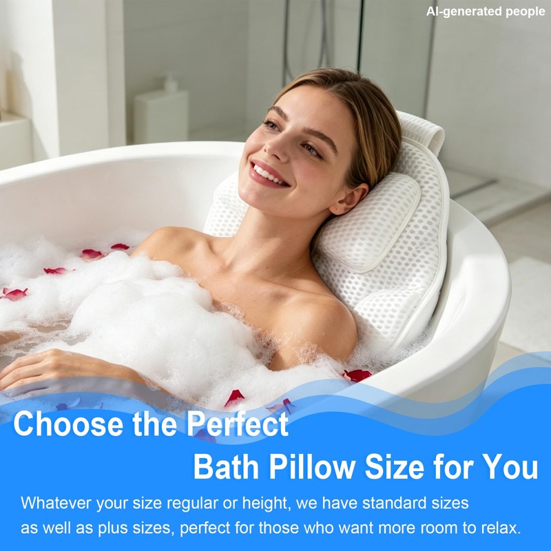 Extra Thick Petal-Shaped Bath Pillow for Head, Neck and Backrest,