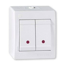 ALING-CONEL Surface-Mounted Series Switch with Glow Lamp (Rocker Switch) 10AX/250V~/IP 44 - White